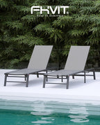 Aluminum Chaise Lounge Chair Outdoor, Foldable Patio Lounge Chair 2 Sets - Image 8