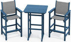 SERWALL 3 Pieces Textilene Adirondack Bar Set, Tall Adirondack Bar Height Chairs by SERWALL