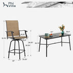 PHI VILLA 7 Piece High Patio Bar Dining Set, Bar Height Outdoor Table and - Image 9
