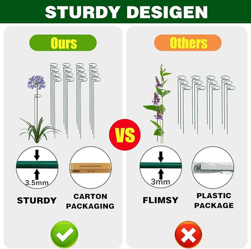 24 Inch 12 Packs Plant Support Stakes, Garden Single stemmed Plant Support Hoops - Image 2
