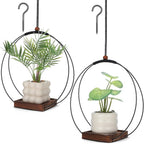 2 Pack Hanging Planters for Indoor Outdoor Plants, 12 Inch Sturdy Wood Base - Image 8