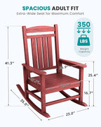 SERWALL Oversized Outdoor Rocking Chair, All-Weather Patio Rocking Chair - Image 3