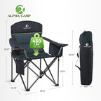 ALPHA CAMP Heavy Duty Camping Chair 500LBS Capacity, Oversized Folding Chair - Image 3