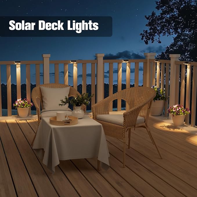 NIORSUN Solar Fence Lights, 12 Pack Solars Deck Light, Warm White Color - Image 5