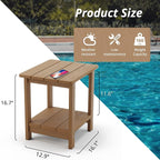 LUE BONA Adirondack Outdoor Side Table, 2-Tier Brown HDPS Patio End Table - Image 2