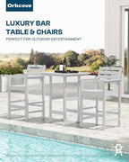 Patio Bar Table, Adirondack Chairs and Table 2 Pieces Set, Bar Height Chairs - Image 5