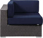 Modway Sojourn Wicker Rattan Outdoor Patio Sunbrella Fabric Corner in Canvas - Image 4