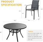 VICLLAX Patio Dining Set for 6, 7 Pieces Outdoor Furniture Set- 47" Round Patio - Image 2