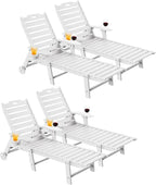 Carauci Lounge Chair Outdoor Set of 4, HDPE Chaise Lounge by Carauci