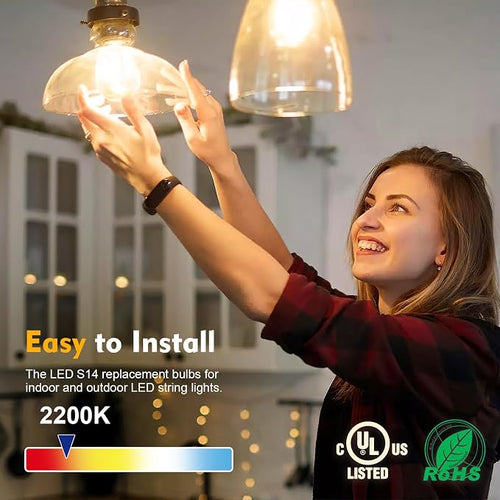 24 Pack LED S14 Replacement Light Bulbs, Waterproof 1W Vintage Edison Bulbs - Image 2
