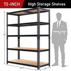 72" H Storage Shelves, Storage Shelves Heavy Duty, 2400LBS Metal Shelving Units - Image 3