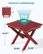 SERWALL Folding Adirondack Side Table, HDPE Small Outdoor Table, No Assembly - Image 3