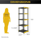 BLACK & YELLOW 5-Tier Heavy Duty Plastic Storage Shelving Unit, 5 Shelves - Image 3
