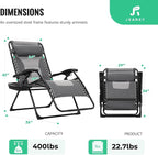 JEAREY Oversized Padded Zero Gravity Chairs, Folding Lounge Chair Outdoor Patio - Image 3