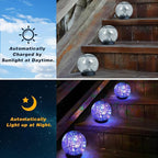 Solar Garden Lights Outdoor Waterproof, 6 Pack Cracked Glass Ball Light - Image 2