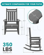 SERWALL Oversized Outdoor Rocking Chair Set of 2, HDPE Rocker - Image 3