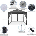 OASISHOME 10'x10' Pop-Up Gazebo Canopy Tent - Image 2
