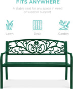 Best Choice Products Outdoor Bench Steel Garden Patio Porch Furniture - Image 3