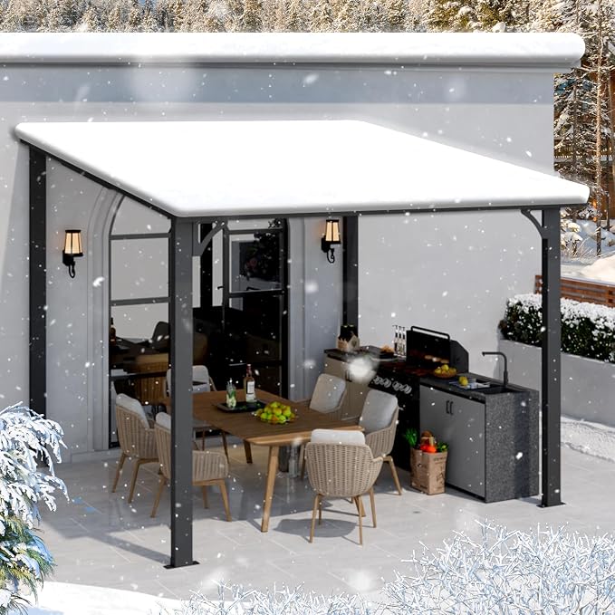 AECOJOY 10' x 10' Hardtop Gazebo Outdoor Pergola, Heavy Duty Lean to Metal - Image 8