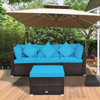 Tangkula 4 Pieces Patio Furniture Set, All Weather Outdoor Sectional Rattan - Image 3