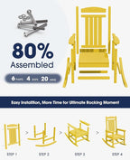 KINGYES HDPE Rocking Chairs Outdoor, Patio Rocking Chairs - Image 4