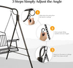 VINGLI Upgraded Metal Patio Porch Swing, 660 LBS Weight Capacity Steel Porch - Image 3