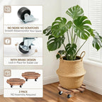 2 Pack Plant Stand with Wheels, Plant Caddies with 360° Lockable Smooth Sliding - Image 3