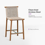 PURPLE LEAF Outdoor Counter Height Stools Set of 4 Aluminum Wicker Bar Stool - Image 8
