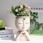 Face Planter Pot with Heart Hands, Resin Head Planter - Image 2