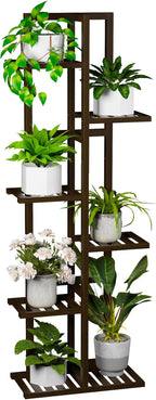 6 Tier Bamboo Plant Stand Indoor, Wood Tall Flower Holder Corner Tiered Plant by ROMGUAR+CRAFT