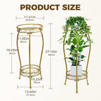 Plant Stand Indoor Outdoor，Tall Gold Metal Rustproof Stable Plant Stands，2 Tier - Image 3