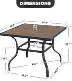 NUU GARDEN Outdoor 37” Square Metal Dining Table, Patio Dining Table - Image 2