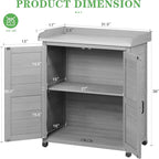 Outdoor Potting Bench with Storage Cabinet and Metal Top, Wood Workstation - Image 5