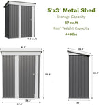 Patiowell 5x3 FT Outdoor Storage Shed, Garden Tool Shed - Image 3