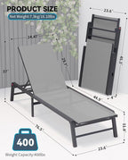 Aluminum Chaise Lounge Chair Outdoor, Foldable Patio Lounge Chair Assemble-Free - Image 2