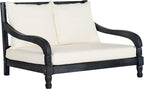 SAFAVIEH Outdoor Collection Pomona Dark Slate Grey Solid Wood/Beige Cushion - Image 4
