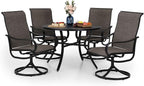 PHI VILLA Patio Dining Set 5 Piece, 4 Breathable Textilene Swivel Patio Chairs by PHIVILLAThepioneerofcomfortablehouseholdsupplies