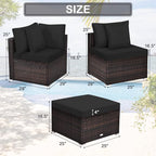Tangkula 4 PCS Patio Rattan Sofa Set, Outdoor Wicker Sectional Furniture Set - Image 5