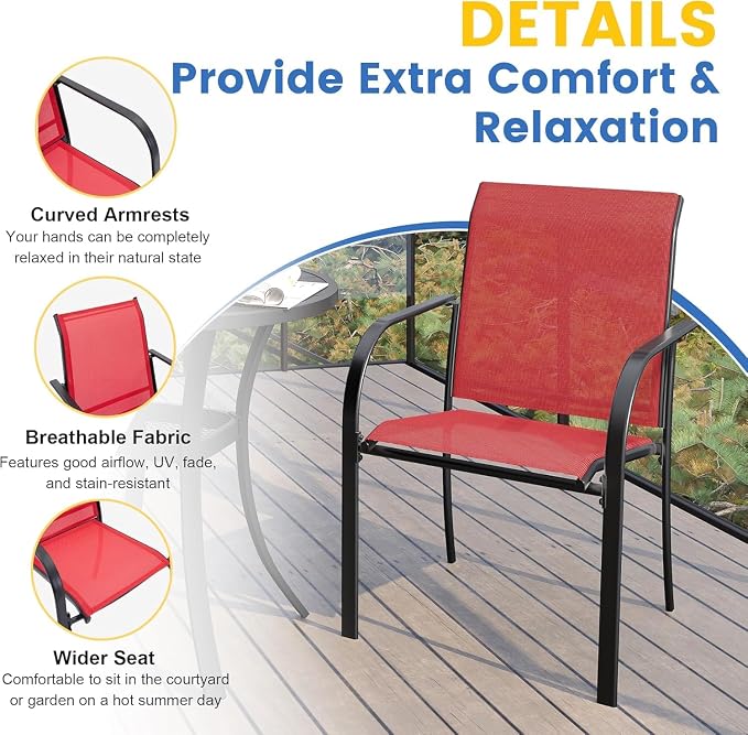 VICLLAX Large Patio Dining Furniture Set, Outdoor Dining Set - Image 3