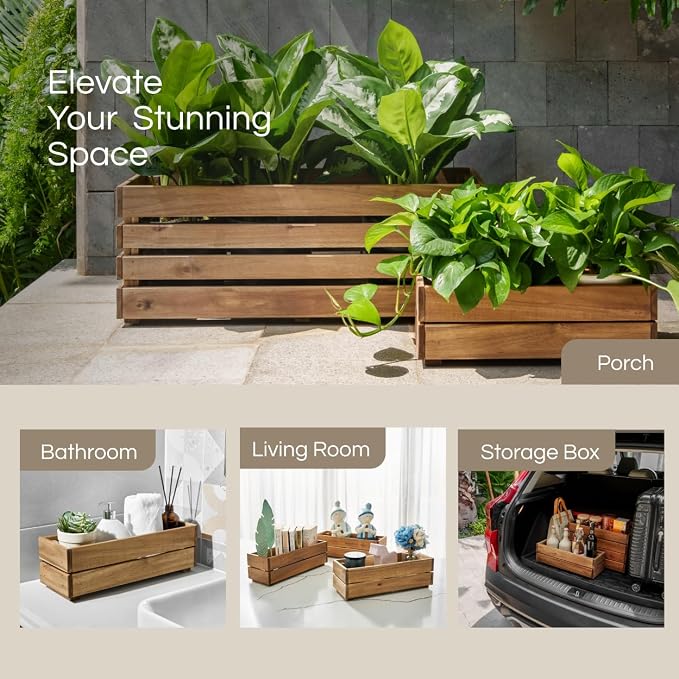 Wooden Planter Box, Storage Box 17”L x6”W x5.5”H - Image 6