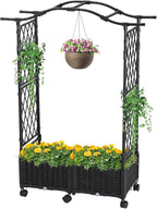 Planter Box with Trellis Outdoor, 57in Plastic Raised Garden Bed with Trellis - Image 6