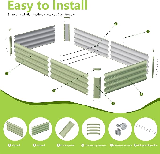 2PCS 6x3x1FT Galvanized Raised Garden Bed, Galvanized Planter Raised Garden - Image 3