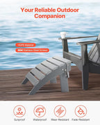 VEVOR Adirondack Ottoman, 16.9L x 18.9W x 13H Inch HDPE Plastic Folding - Image 2