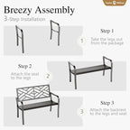 Sophia & William Outdoor Metal Bench Patio Garden Bench, Cast Iron Park Benches - Image 6