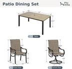 PHI VILLA Outdoor Dining Set for 6 Person, Wooden Texture Metal Table - Image 9
