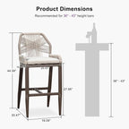 PURPLE LEAF Patio Bar Stool Bar Height Set of 2 Outdoor Rattan Chairs - Image 2