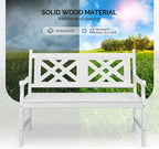 VINGLI 50" Outdoor Wood Bench, Weatehr Resistant Wooden Garden Patio Bench - Image 6