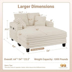 64" Chaise Lounge Chair Indoor, Oversized Sleeper Chair - Image 2