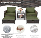 LEVELEVE Balcony Furniture 5 Piece Patio Conversation Set, PE Wicker Rattan - Image 5