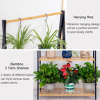 COPREE Bamboo 2-tier Hanging Plant Stand Planter Shelves Flower Pot Organizer - Image 5